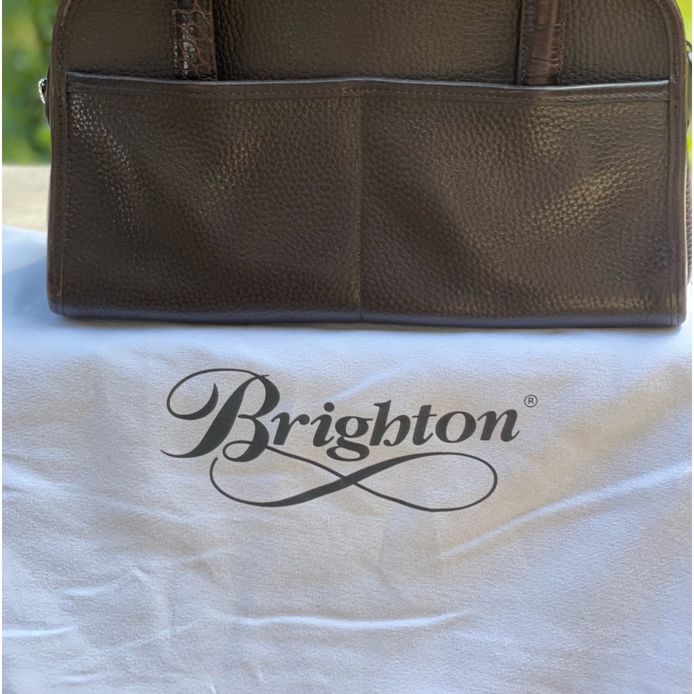 Brighton Satchel Handbag, Rich Brown Croc Embossed, Vintage! - Picture 2 of 14
